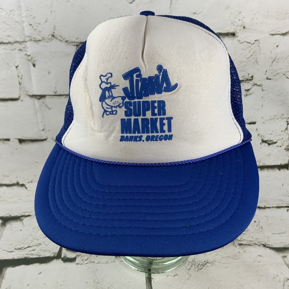 Jim's Super Market Banks Oregon Blue Trucker Hat‎ Adjustable Snap Back